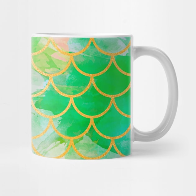 Mermaid Tail Scales Sea Green Gold by Live Together